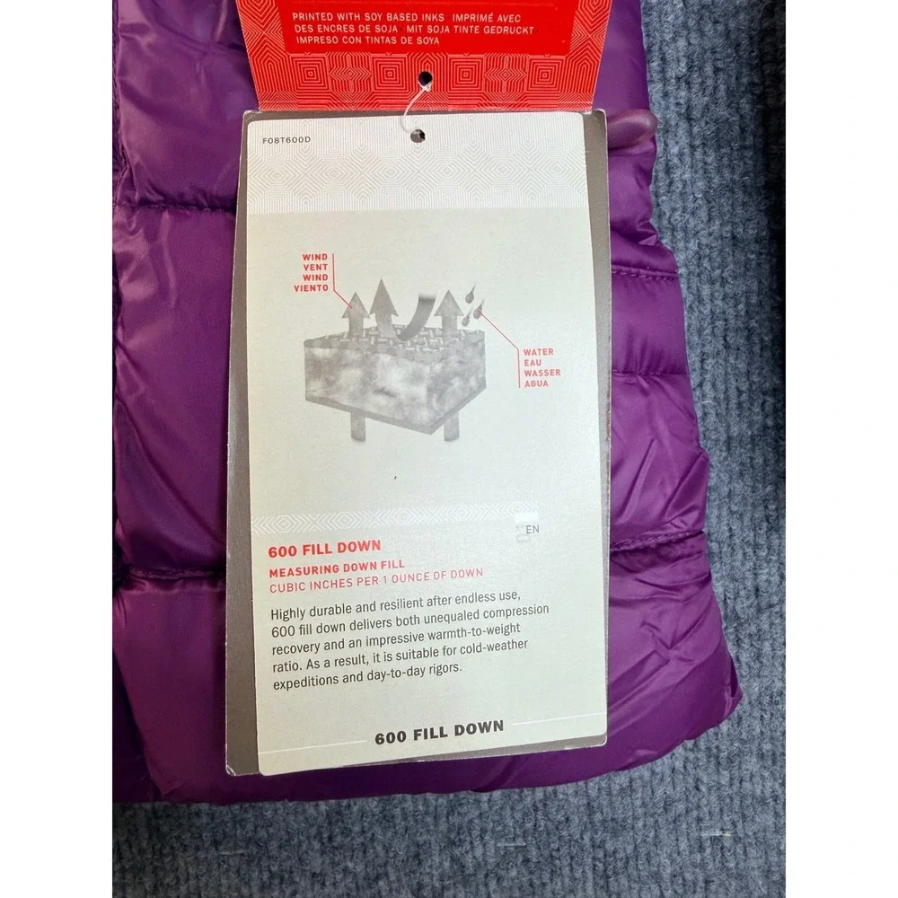 The North Face Womens Large Purple Destiny Down Jacket 600 Fill Puffer Hoode NWT